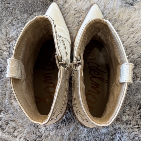 Sam Edelman Iris 2 Studded Western Boots White Croc Embossed Leather Women’s 10 - Picture 6 of 14